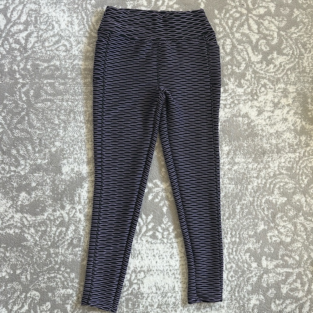 Purple Black Textured Workout Leggings